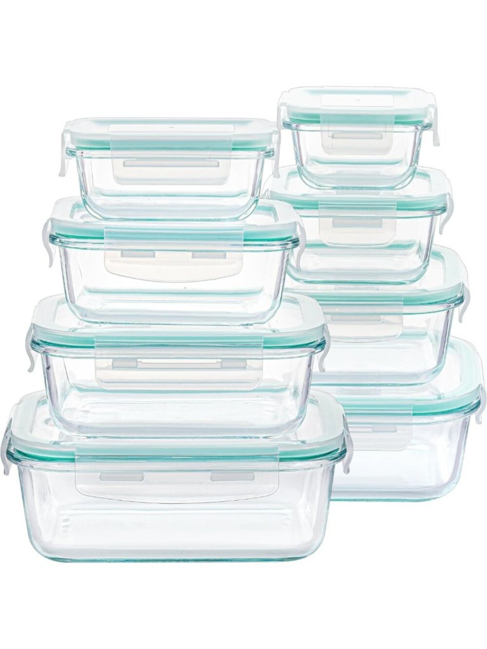 8 Pack Glass Meal Prep Containers with Airtight Lids - BPA Free, Microwave
